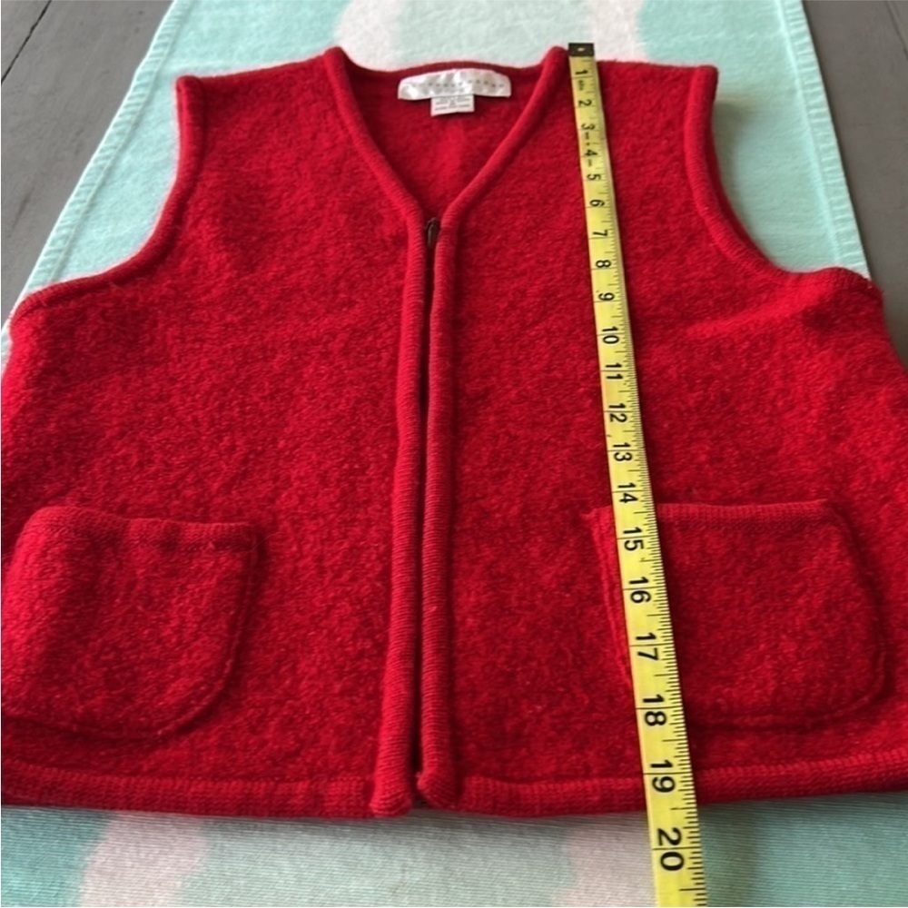 Vintage Geoffrey Beene Sport Red Wool Zip Front Sweater Vest Pockets M - Picture 9 of 9